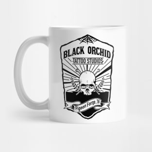 Black orchid skull logo black Mug